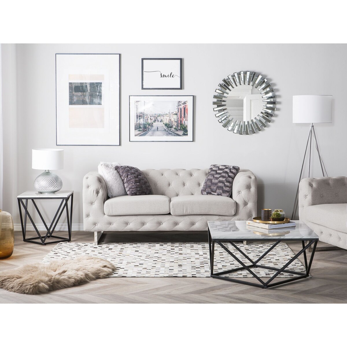 Sofa 2-osobowa beżowa VISSLAND