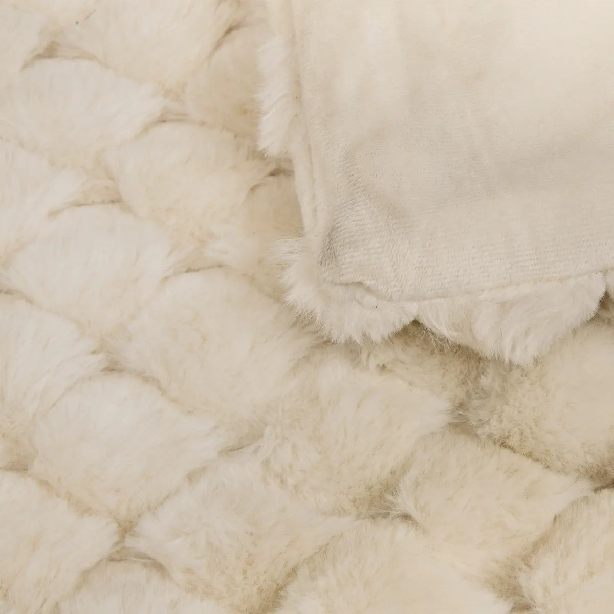 Koc pluszowy, futrzany, beżowy, 230x180 cm, Adriel