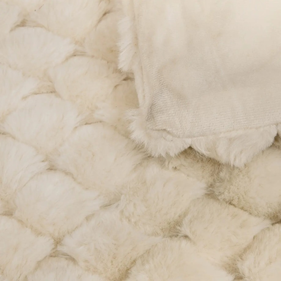 Koc pluszowy, futrzany, beżowy, 230x180 cm, Adriel