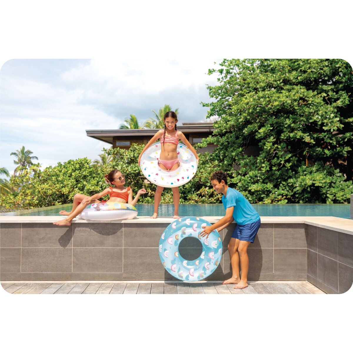 Koło dmuchane plażowe do pływania tęcza 81 cm Intex 59259-03