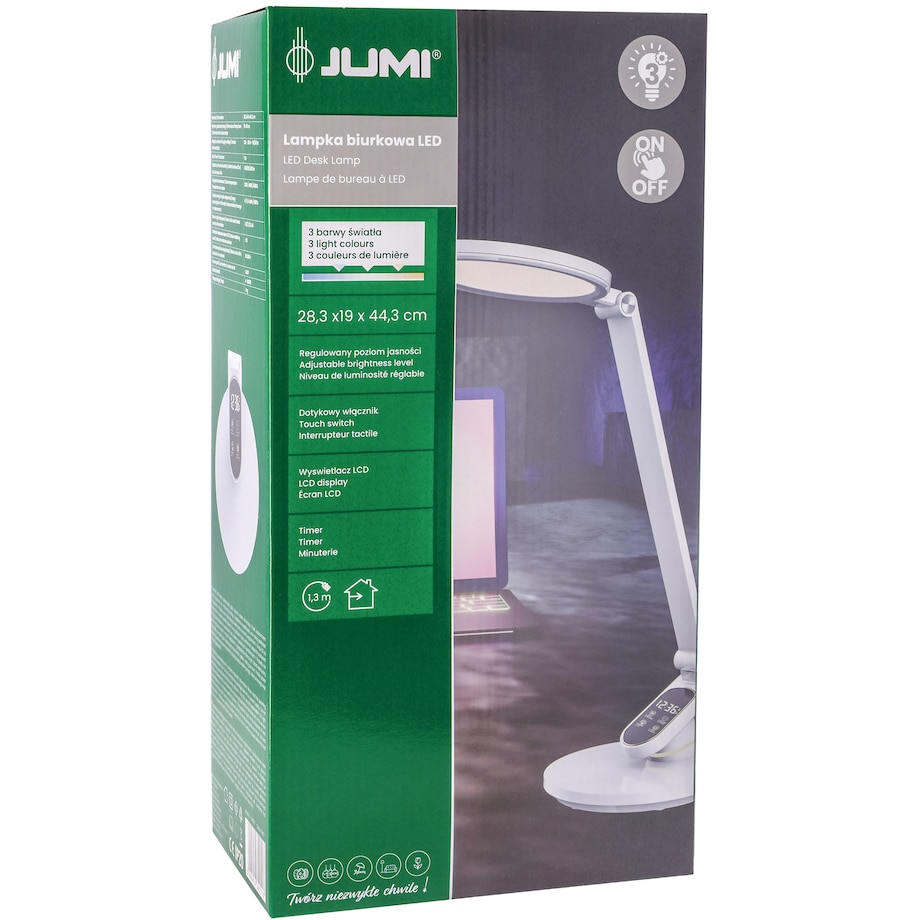 Lampka Biurkowa Szkolna Na Biurko Stołowa Led Trzy Barwy Do Pracy Z Zegarem