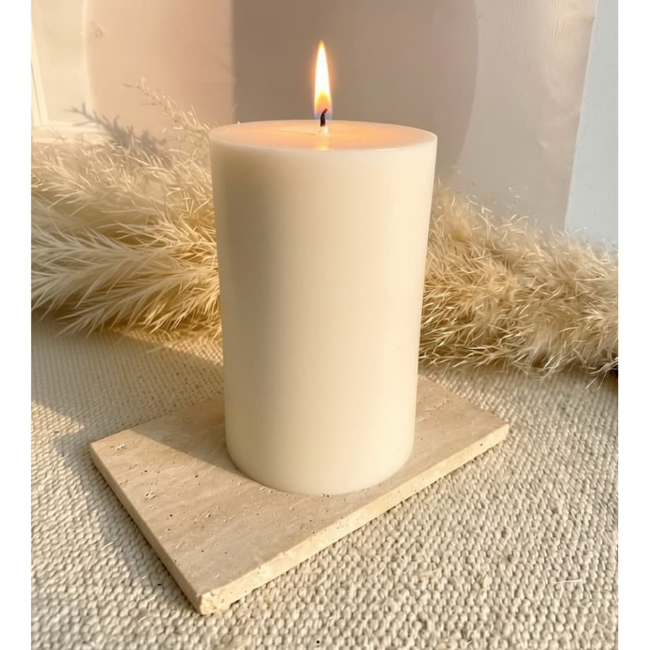 Świeca ekologiczna sojowa dekoracyjna walec "Rustic" 120x80mm biała