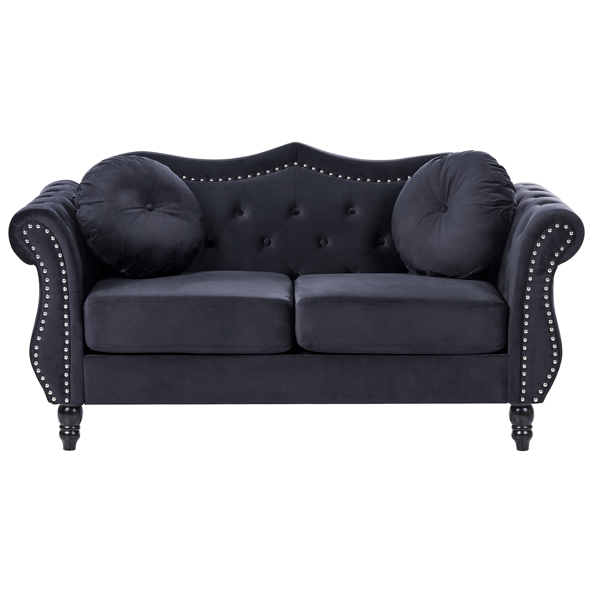 Sofa dla 2 osób SKIEN Welur Czarny