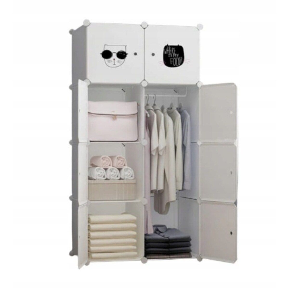 Szafa garderoba ubraniowa biała półki regał słupek na zabawki pojemna duża