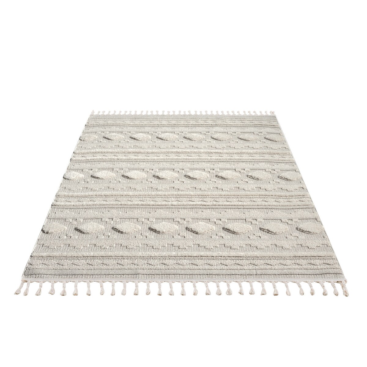 Dywan z frędzlami Cut&Loop Boho-Chic Valora 9300 Szary Krem 140x200