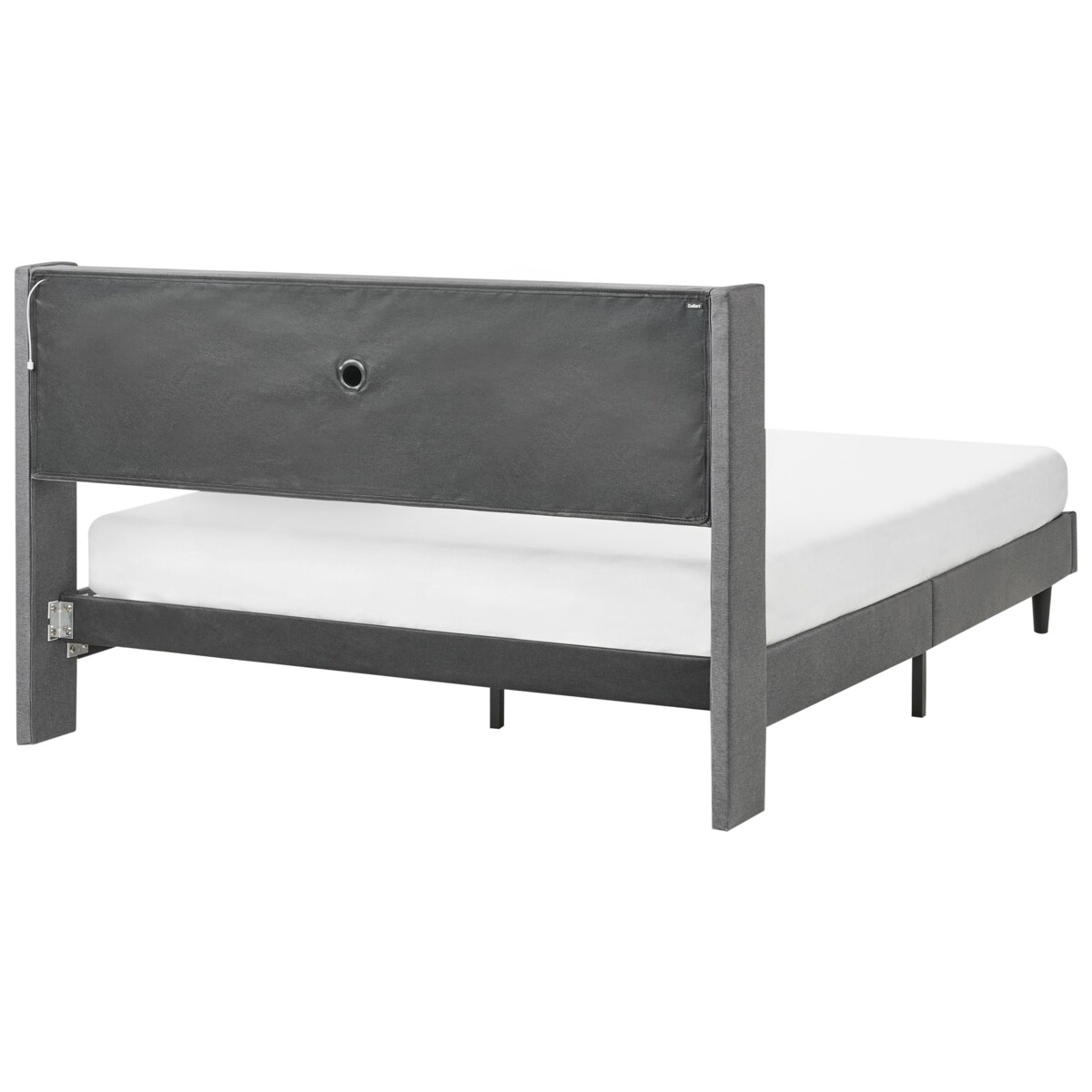 Łóżko LED BEAULIEU 160 x 200 cm Z portem USB ze schowkiem Ciemnoszary