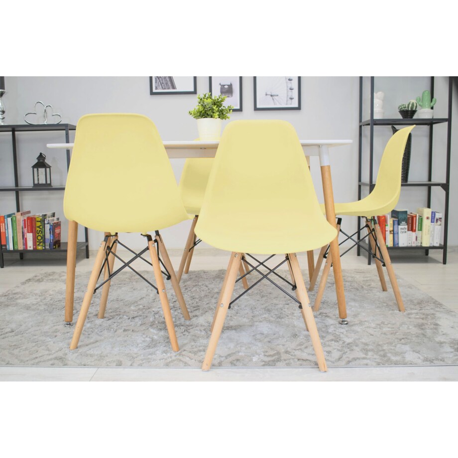 Krzesło Do Jadalni Kuchni Salonu Osaka Kremowe / Nogi Naturalne