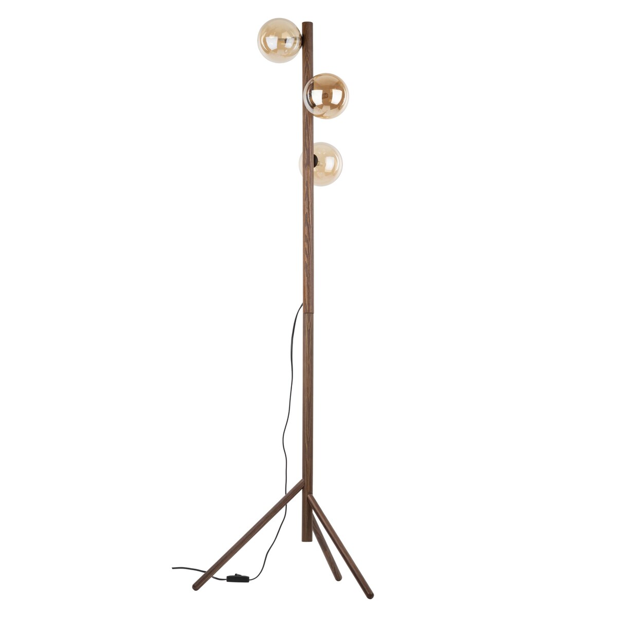 Lampa podłogowa TK Lighting ESTERA WOOD 16151, 3xG9, drewno, bursztynowe szkło, 150 cm