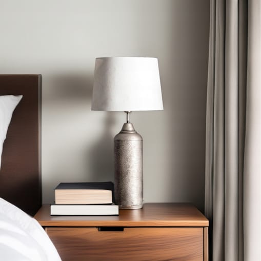 LAMPA STOŁOWA LOFT NOCNA SREBRNA METALOWA DO SALONU SYPIALNI DOMU 53cm E27