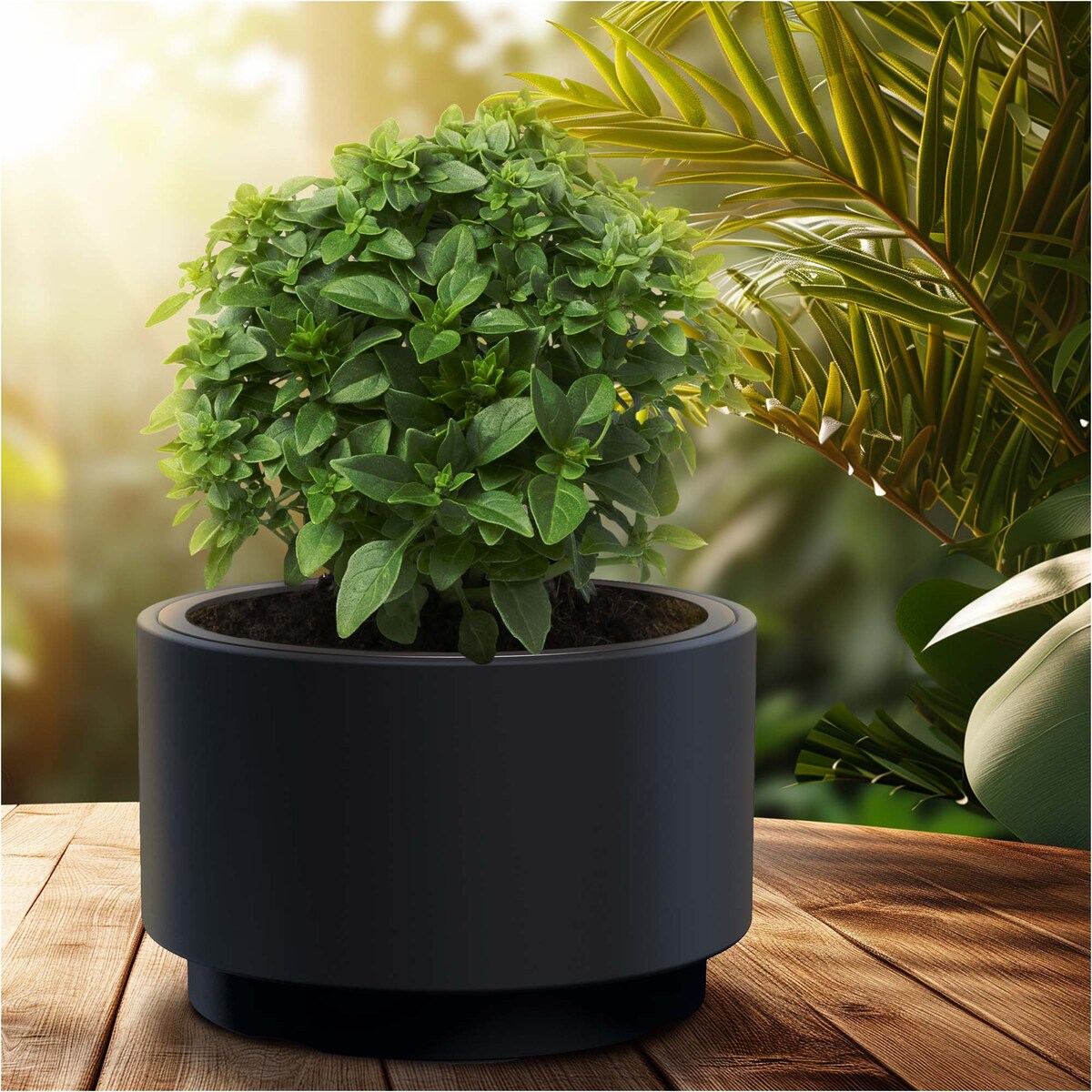 Doniczka Donica Ogrodowa 46,8 Cm Okrągła Na Taras Do Ogrodu Domu Antracytowa