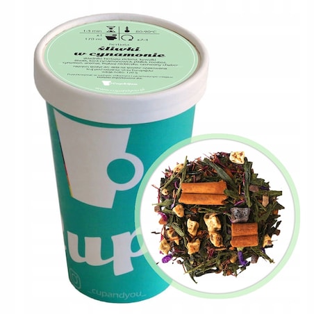 Herbata zielona ŚLIWKI W CYNAMONIE jabłka śliwki cynamon chaber malwa 120g - herbata liściasta sypana mieszanka napar susz