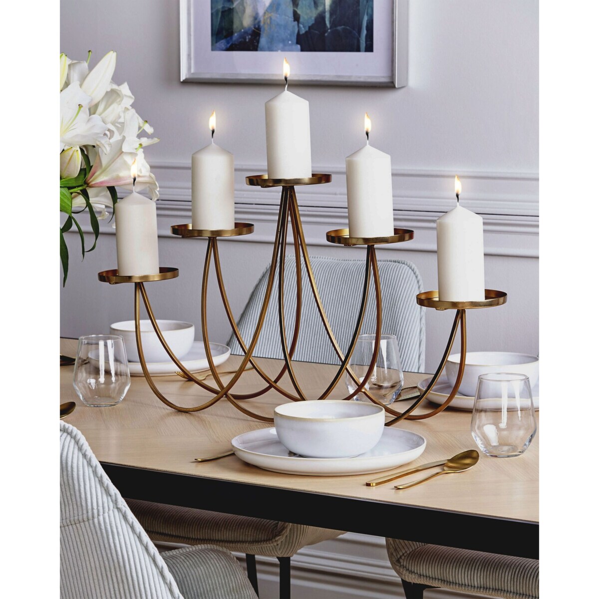 Świecznik metalowy 38 cm złoty BUARAN