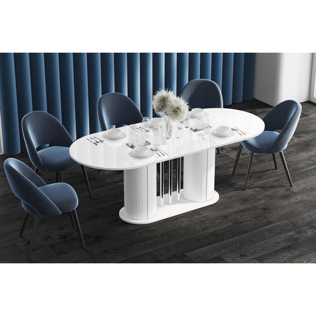 Stół rozkładany CESARO 160(208)x89 biały połysk