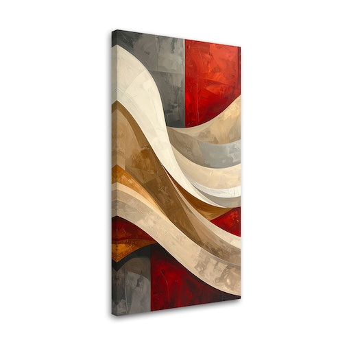 Obraz do salonu sypialni biura loftu, Abstrakcja linie tekstury beżowy czerwony