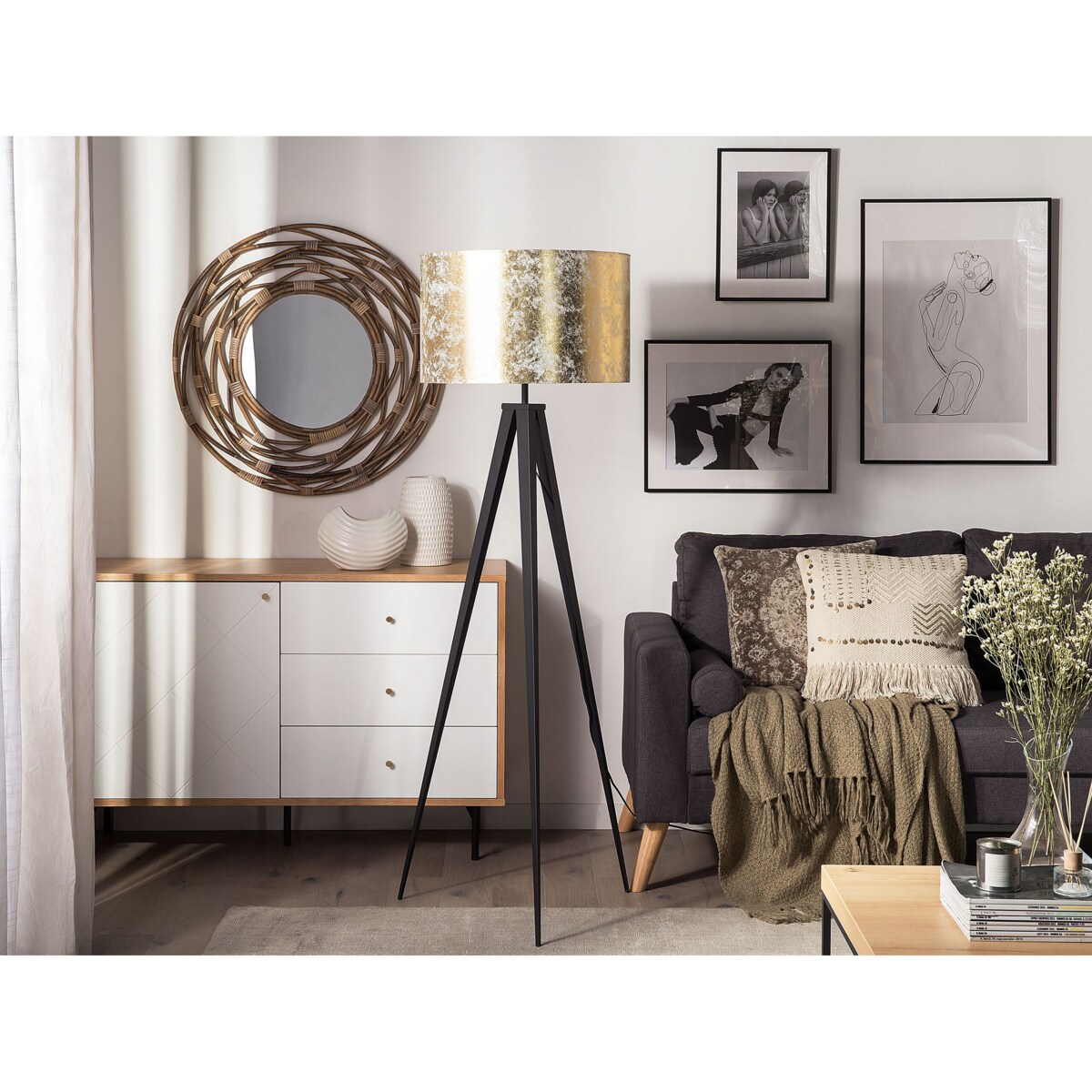 Lampa podłogowa metalowa złota STILETTO