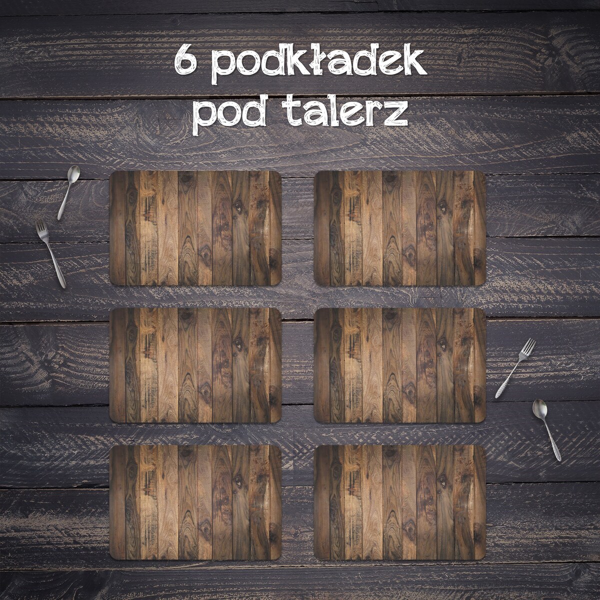 Komplet mat pod talerz Drewniane panele, 6 szt. 45x30cm