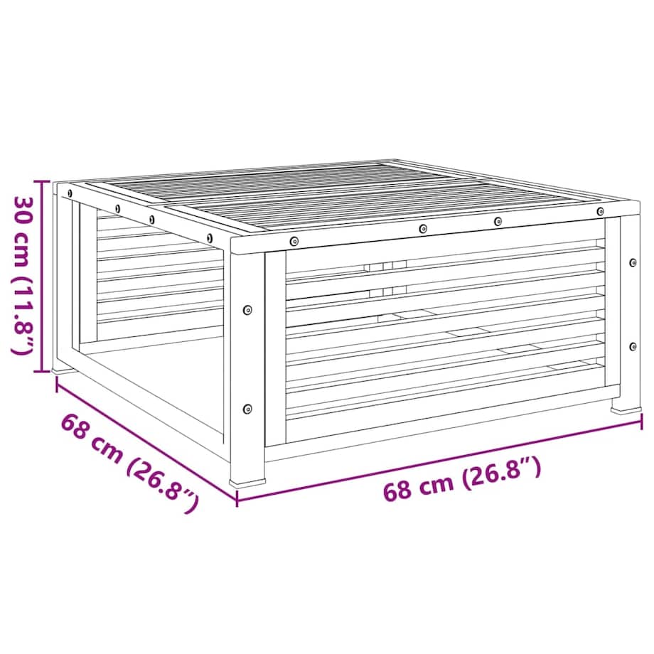 vidaXL Stolik ogrodowy, 68x68x30 cm, lite drewno akacjowe
