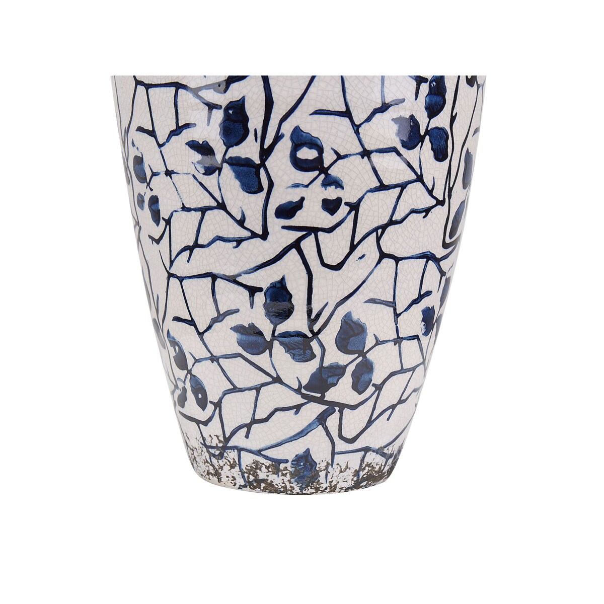 Wazon na kwiaty ceramiczny 20 cm biały z niebieskim MALLIA