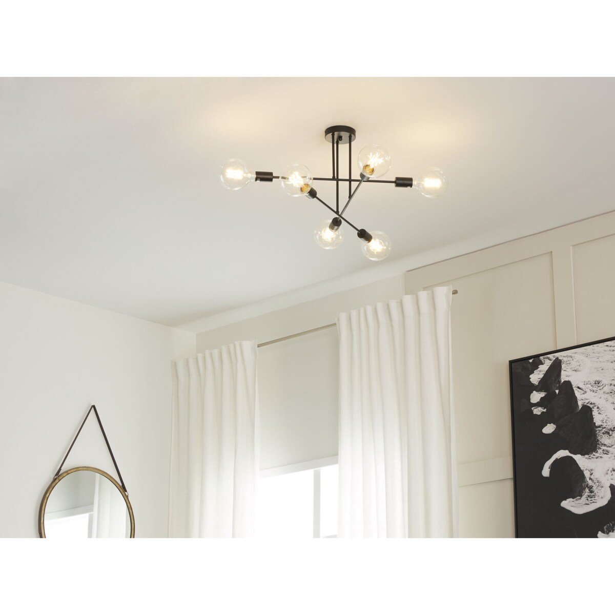 Lampa sufitowa 6-punktowa metalowa czarna KIDANE