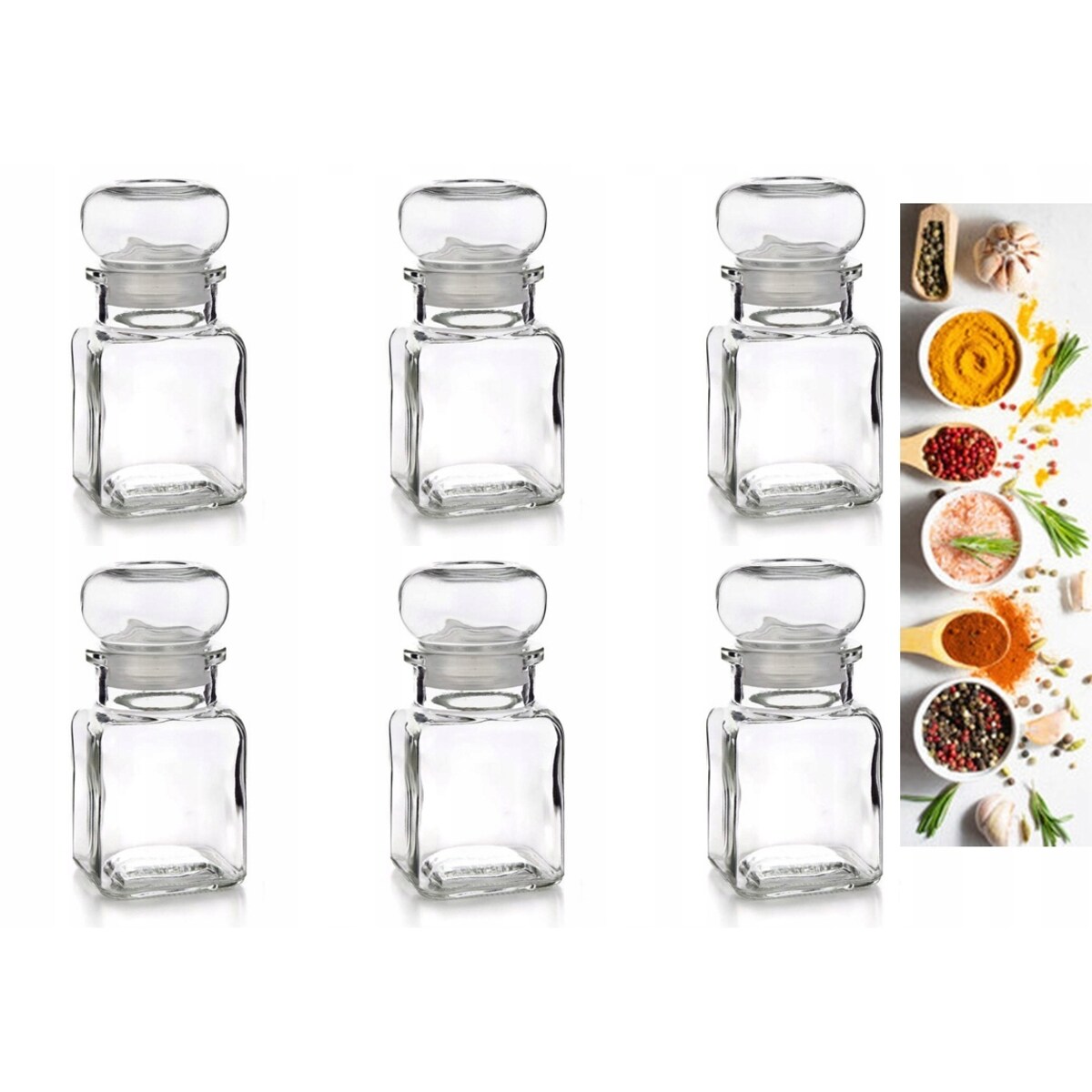 POJEMNIK SŁOICZEK NA PRZYPRAWY herbatę kuchenny 6 x 120 ml mały szklany