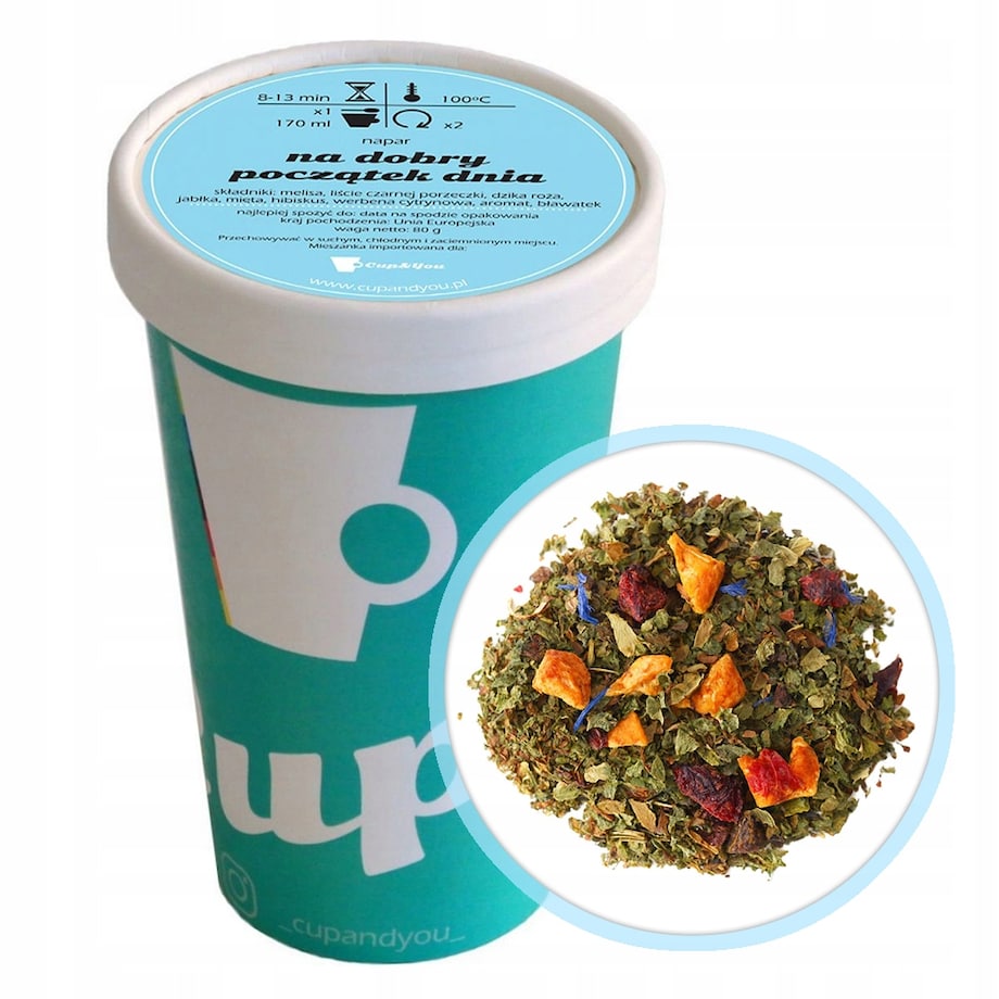 Herbata ziołowa wspomagająca trawienie NA DOBRY POCZĄTEK DNIA mięta 80g - herbata liściasta sypana mieszanka napar susz