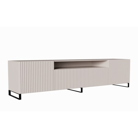 Stojąca szafka RTV NOELI pod telewizor, z ryflowanym frontem - kaszmirowa