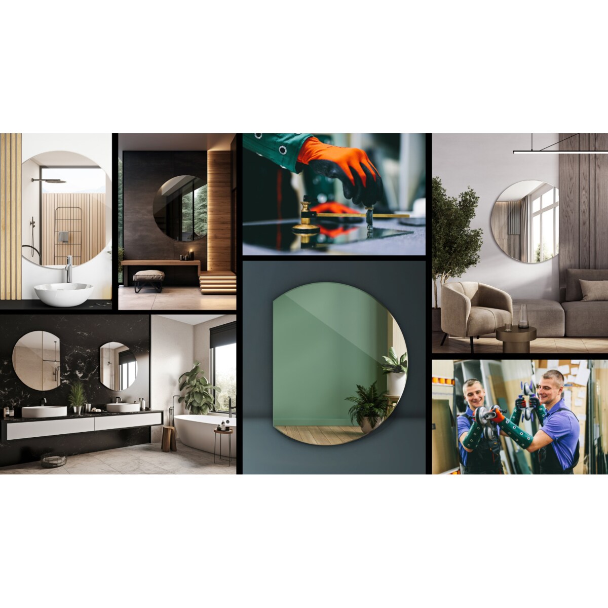 Lustro ścięte koło 63x70 cm