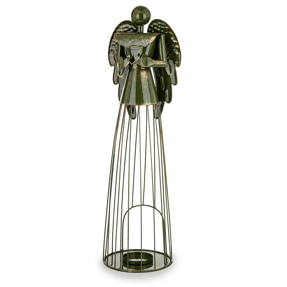 Dekoracja - anioł metalowy 67x20x18 cm INGELOSI zielony
