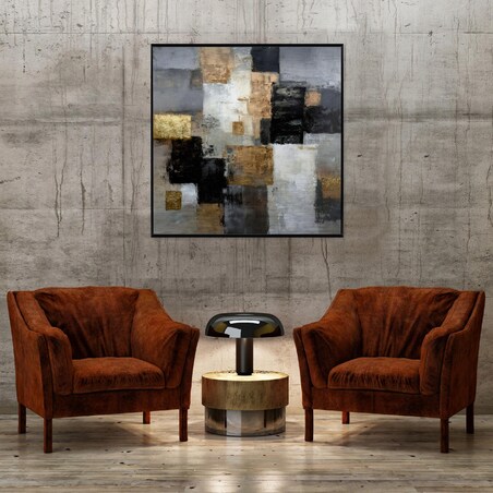 Obraz W Ramie Do Sypialni Salonu Na Metalu Abstrakcja Loft Czarny 80x80