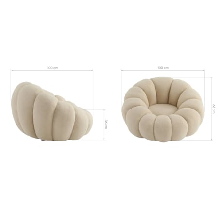 Fotel obrotowy beżowy bouclé Cremona Ø100 cm