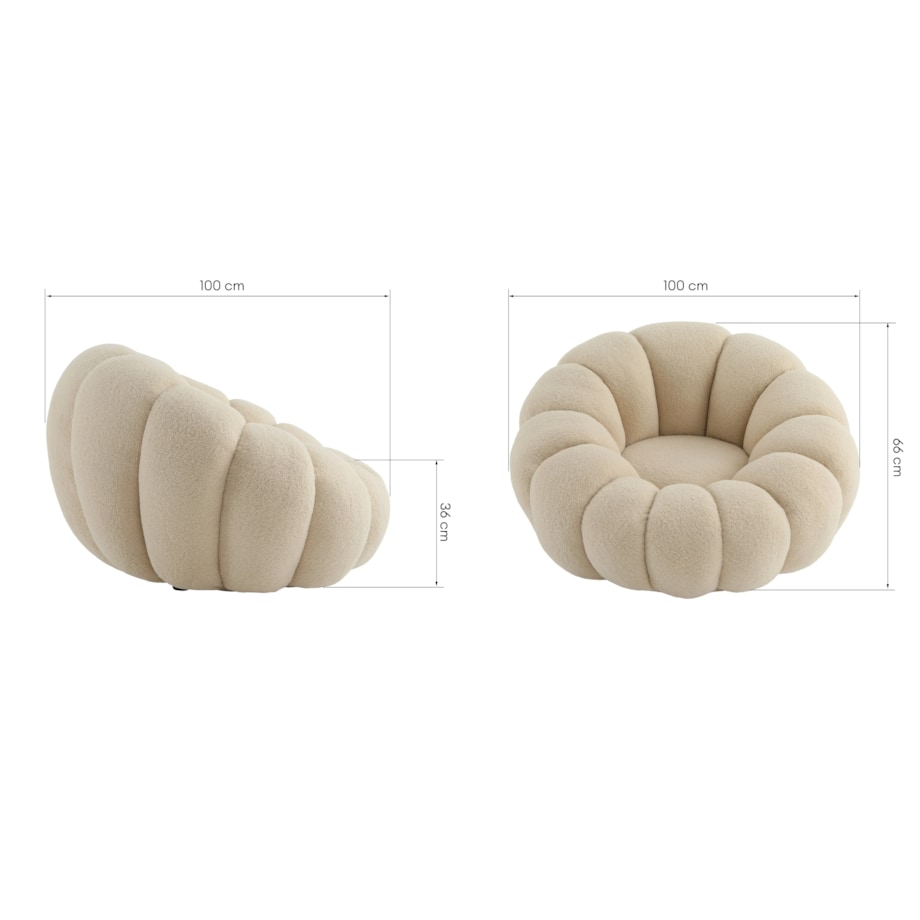 Fotel obrotowy beżowy bouclé Cremona Ø100 cm