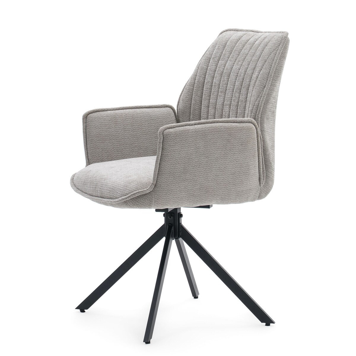 Krzesło tapicerowane obrotowe szenilowe do salonu MERANO jasnoszare