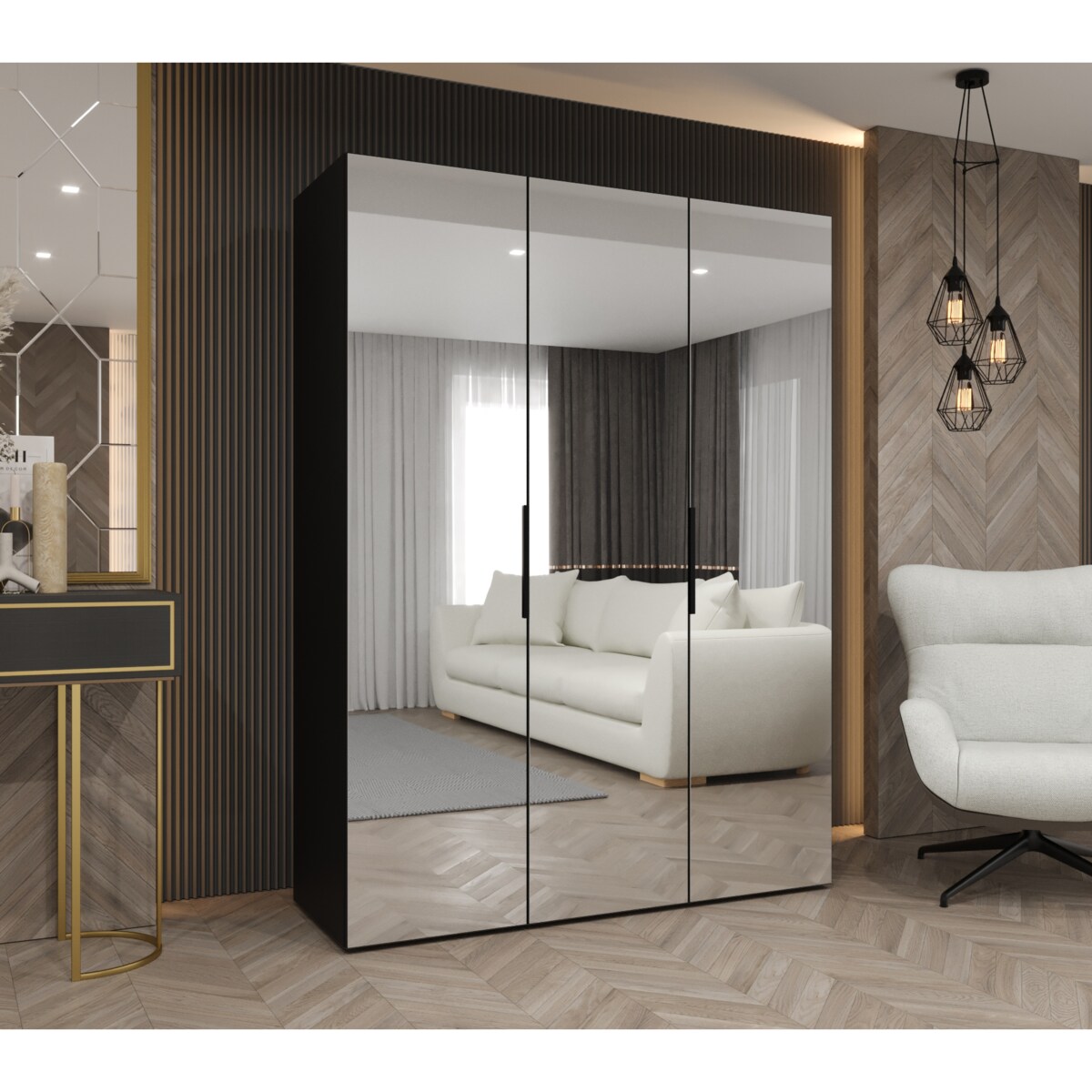 Szafa uchylna otwierana MARBELLA 3 150 wys. 202 cm Czarny + u. Czarny