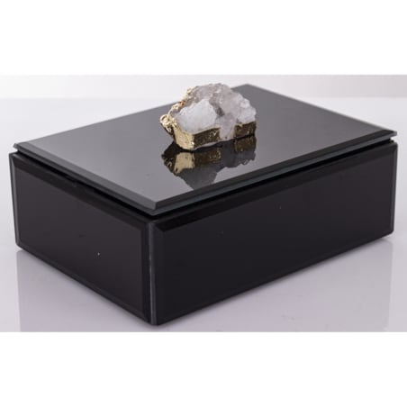 Szkatułka szklana na biżuterię 16x12x6 cm DEKOR AGAT czarna