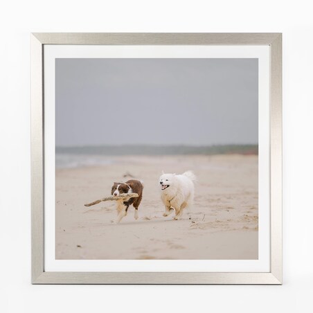 Ramka na zdjęcia 30x30 cm srebrna rama MDF z plexi do powieszenia pion poziom klasyczna kwadratowa ramka FRAMAI®