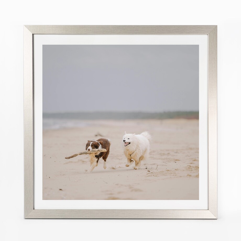 Ramka na zdjęcia 30x30 cm srebrna rama MDF z plexi do powieszenia pion poziom klasyczna kwadratowa ramka FRAMAI®