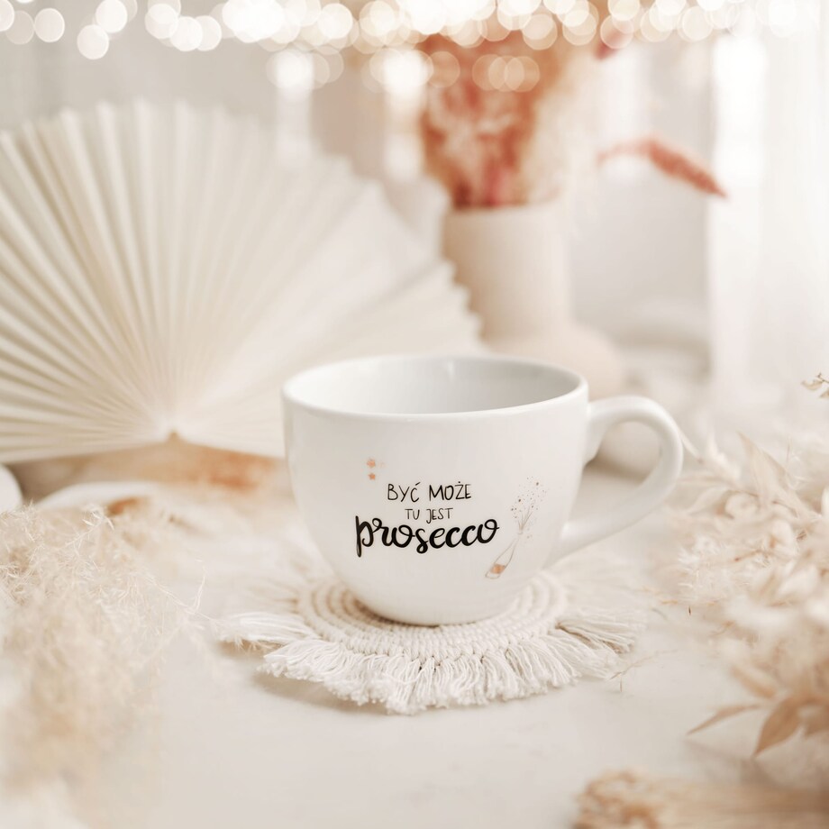 Biały Kubek Porcelanowy 500 ml - Napis Być Może Jest Tu Prosecco dla Miłośniczki Prosecco na Wieczór Panieński