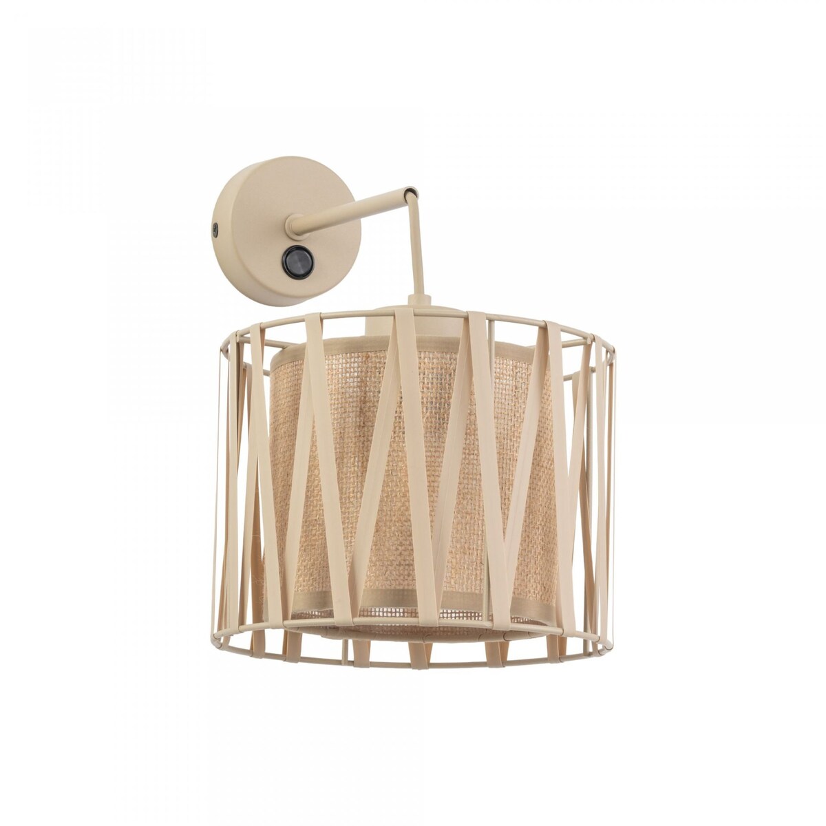 Kinkiet ścienny z włącznikiem TK Lighting HARMONY SABIA JUTA E27 beżowy – elegancka lampa do salonu i sypialni