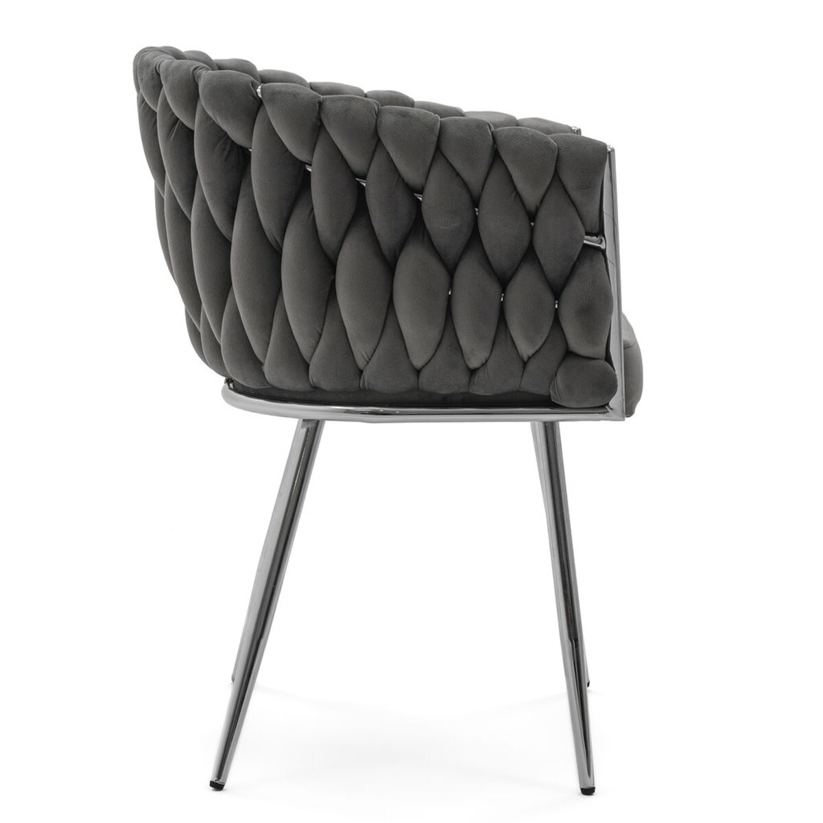 KRZESLO DO SALONU TAPICEROWANE WELUR NOWOCZESNE ROSA CHROME KOLOR SZARY