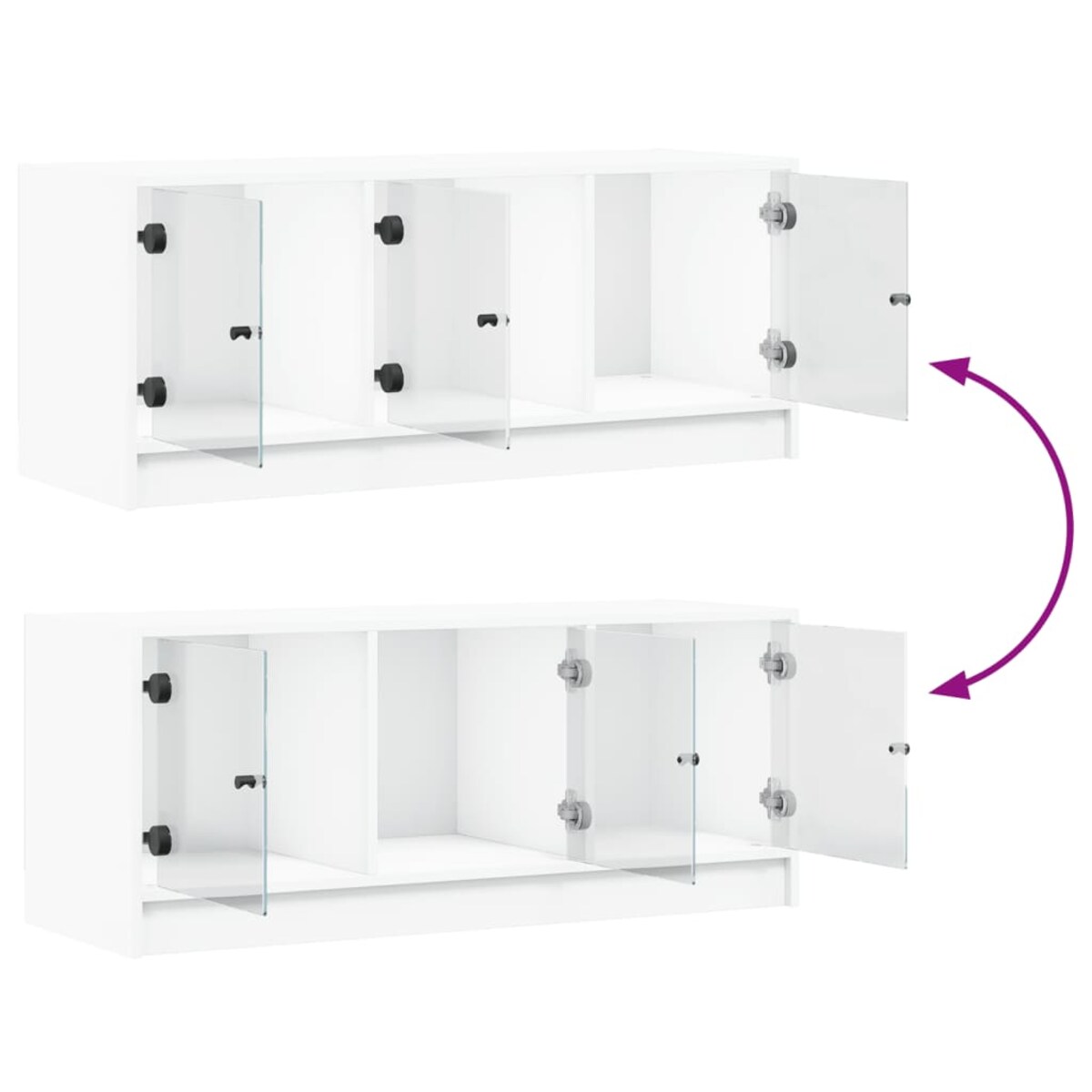 vidaXL Szafka TV ze szklanymi drzwiami, biała, 102x37x42 cm