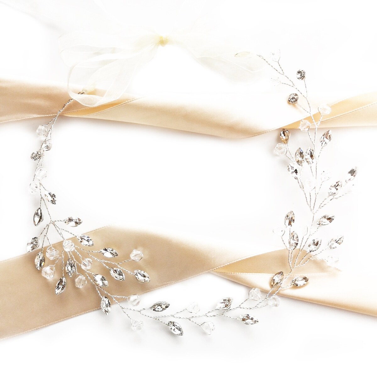 Wianek gałązka srebrna ślubna ozdobna CYRKONIE blask