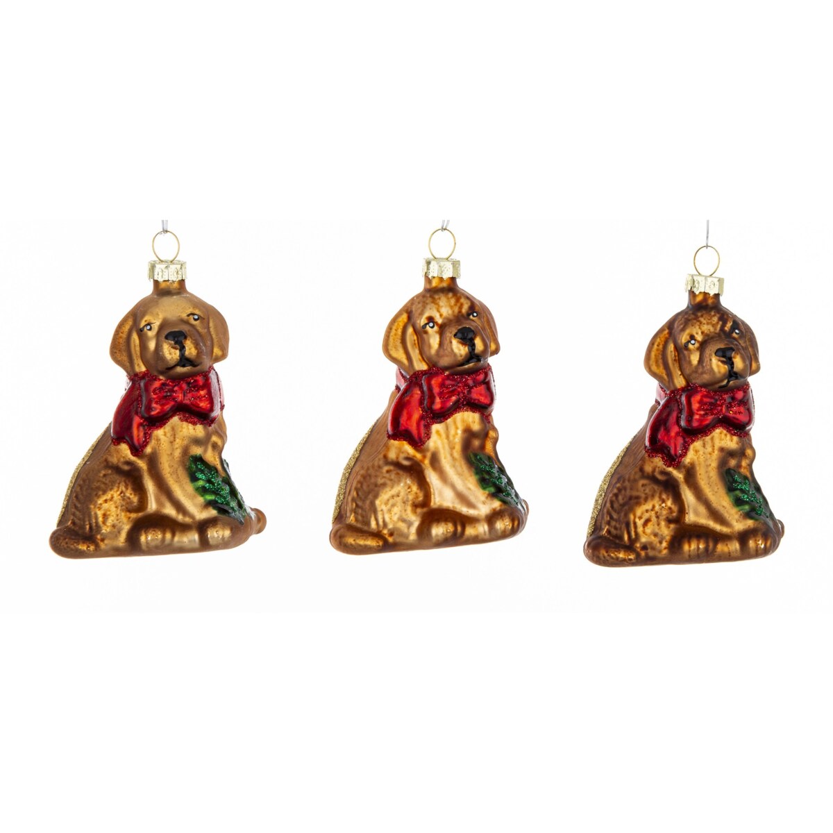 Bombka szklana 3 szt. pieski 9x6,5x5,5 cm PERROS