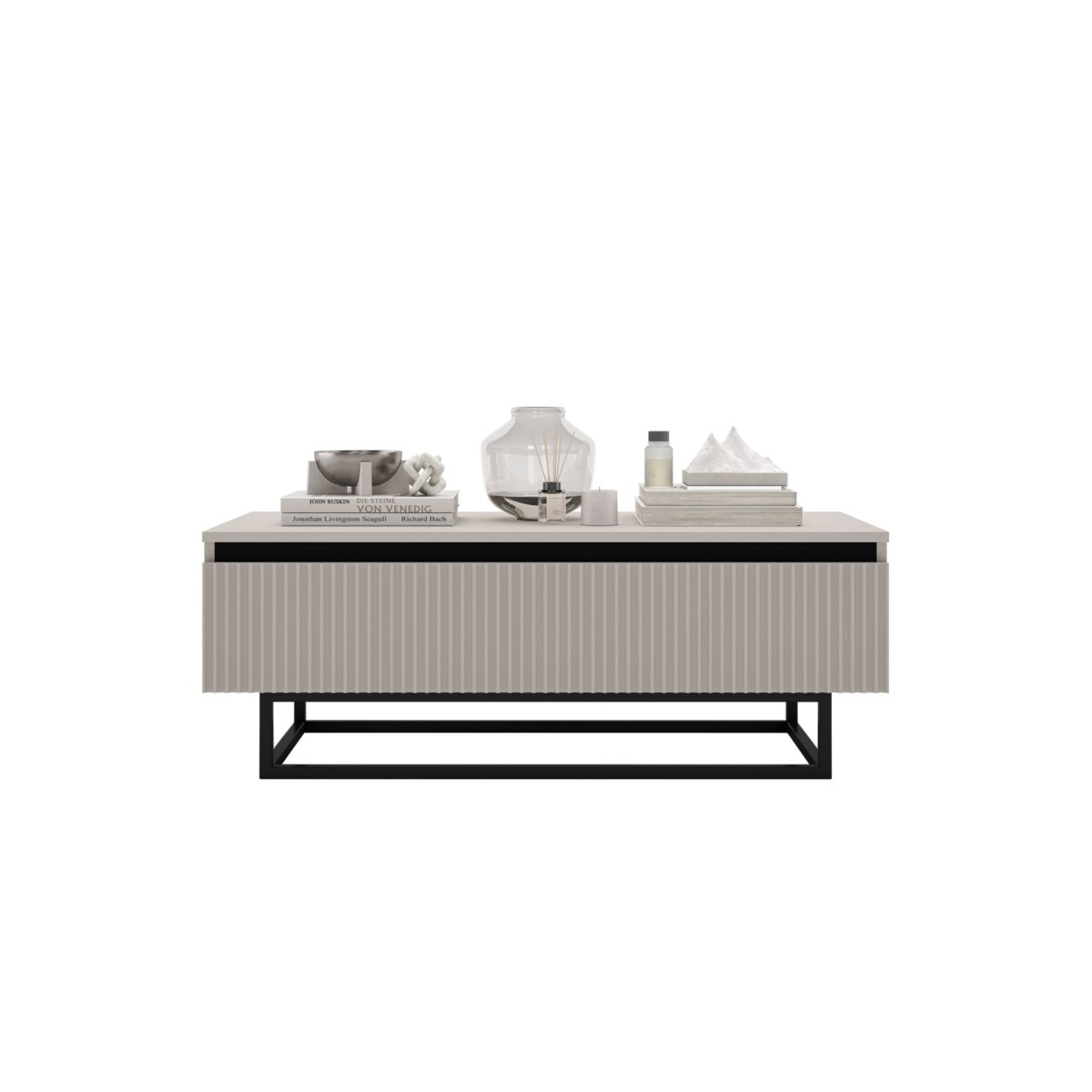 Stolik kawowy Glamour prostokątny elegancka ława Kaszmir Mat Czarny Stelaż 109 cm