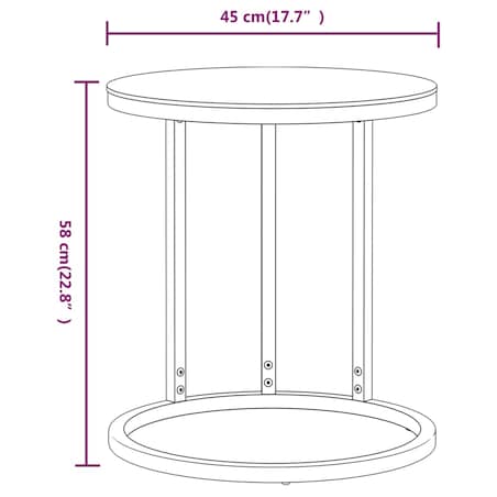 vidaXL Stolik boczny, złota rama i czarne szkło hartowane, 45 cm