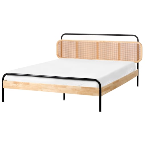 Łóżko Rattan BOUSSICOURT 160 x 200 cm Jasnobrązowy