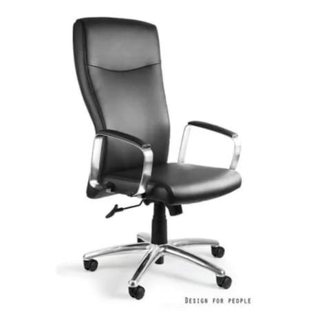 Fotel biurowy ADELLA czarny/skóra naturalna