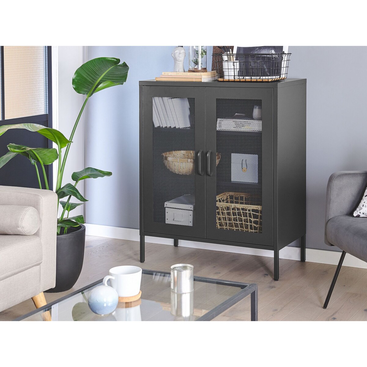 Szafka dwudrzwiowa metalowa czarna WAKATIPU