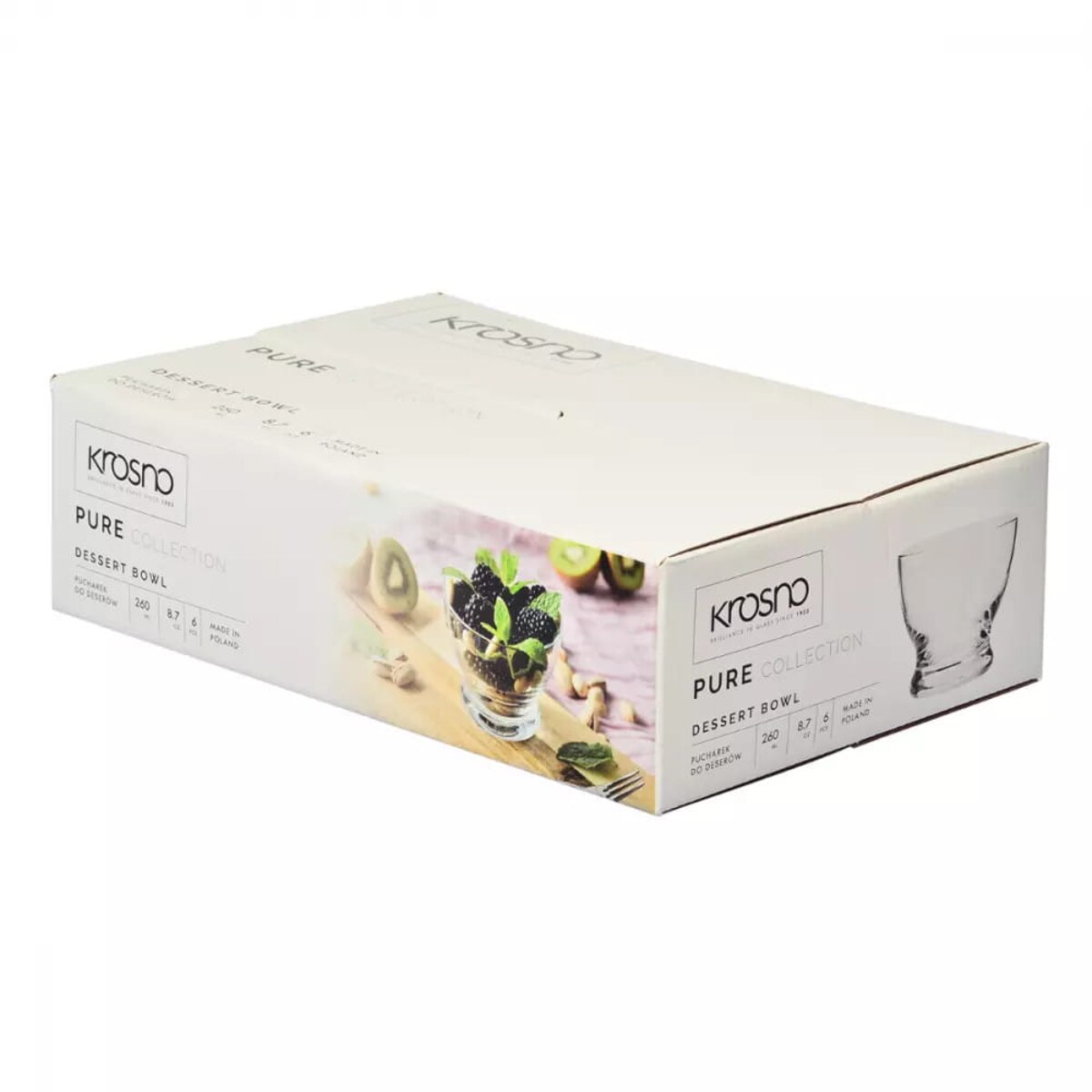 Pucharki do Deserów Lodów Pure Krosno 6 szt 260 ml Czarki Eleganckie Ozdobne