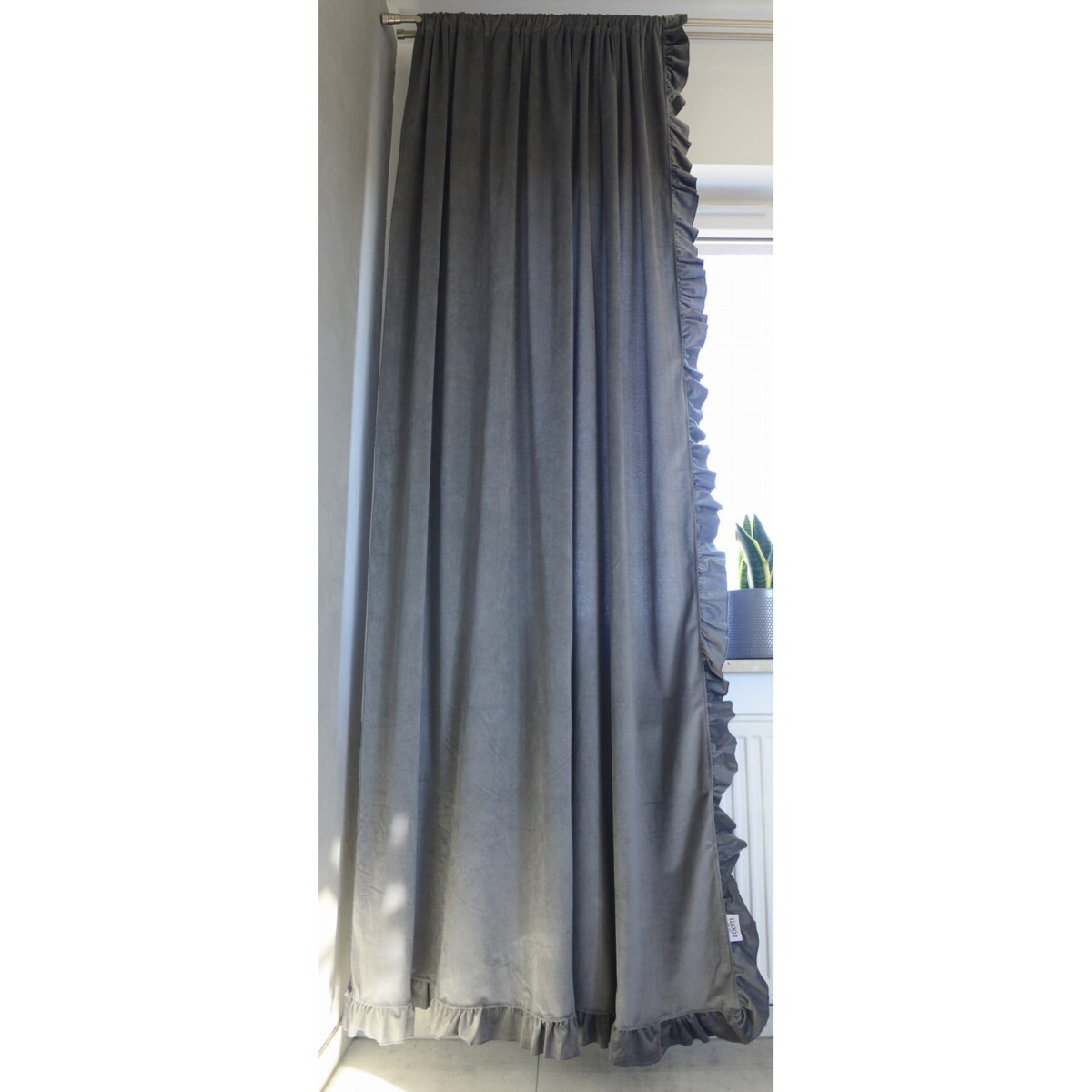 Zasłona Na Okno Okna Z Falbanką Do Salonu Sypialni 150X250 Cm Grafit