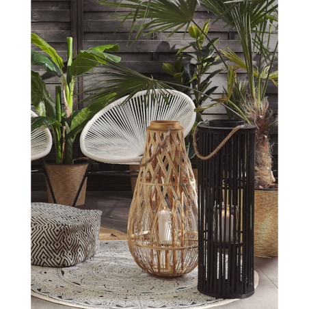 Lampion drewniany 80 cm czarny LUZON